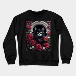Cat with Roses - Modern digital art Crewneck Sweatshirt